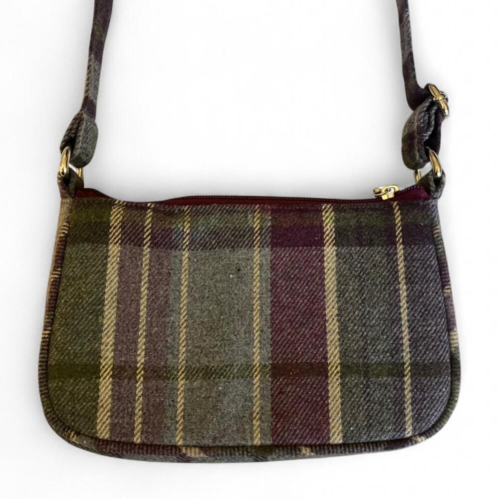 NWT Earth Squared Fair Trade Flecked Plaid Tartan Wool Blend Crossbody Bag Purse - Picture 3 of 8